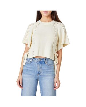 Habitual Side Tie Open Stitch Sweater - Blue