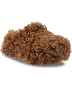 Zigi Curly Faux Shearling Platform Clogs - Brown