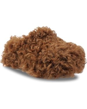Zigi Curly Faux Shearling Platform Clogs - Brown