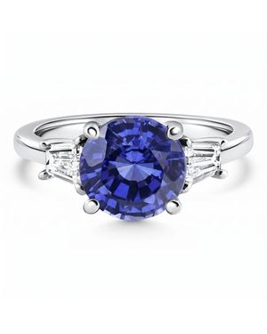 Bliss Diamond Certified 4.71Ct Tanzanite Sapphire & Diamond Engagement Lab Grown - Blue