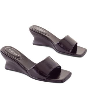 Therapy Australia Lafayette Square-Toe Wedge Slide Sandal - Gray