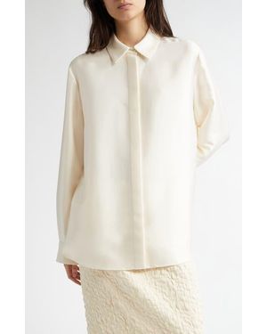 Partow Dahlia Silk Button-Up Shirt - White
