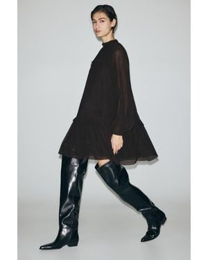 H&M Plissé Jersey Dress - Black