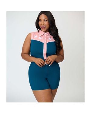 Unique Vintage Plus Size Rodeo Ready Romper - Blue