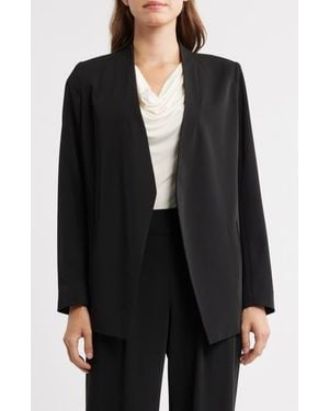 Anne Klein Traveler's Open Front Stretch Gabardine Jacket - Black