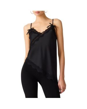 Steve Madden Lakely Lace Trim Satin Camisole - Black