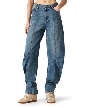 Steve Madden Austin Seamed High Waist Wide Leg Jeans - Blue