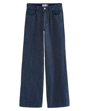 Next Hot Fix Diamante High Waist Straight Leg Jeans - Blue