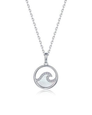 Lafonn Ocean Wave Mother-Of-Pearl Pavé Simulated Diamond Pendant Necklace - White