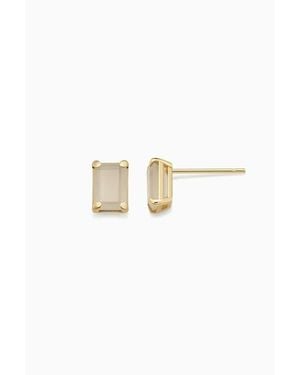 Oradina 14K Date Me Birthstone Stud Earrings - White