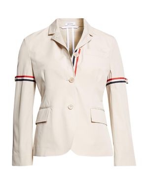 Thom Browne Tricolor Armband Relaxed Fit Cotton Sport Coat - Natural