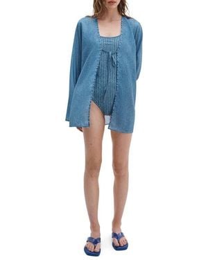 Rag & Bone Rb Miramar Crinkle Cover-Up Top - Blue