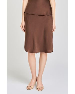Wayf Felicity Satin Slip Skirt - Brown