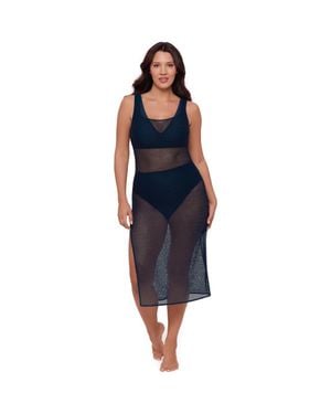 S3 Front Slit Crochet Coverup Dress - Blue
