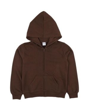 Leveret Kids Zip-Up Sweatshirt Hoodie, Cotton Blend, Solid Colors - Brown
