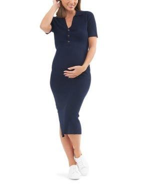 Ripe Maternity Maddy Knit Polo Dress - Blue