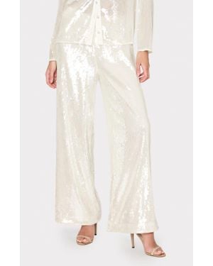 MILLY Reed Sequin Pants - White