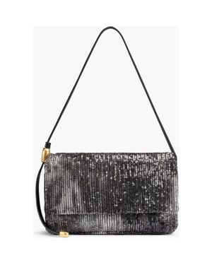 Donna Karan Velvet Flap Shoulder Bag - Metallic
