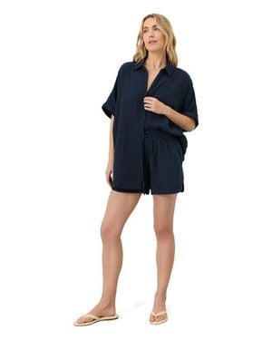 Pact Organic Cotton Coastal Double Gauze Shorts - Blue