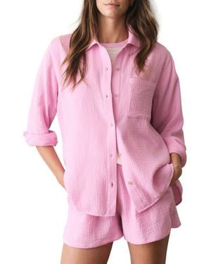 Marine Layer Jane Relaxed Double Cloth Shirt - Pink