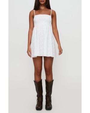 Princess Polly Casie Embroidered Cotton Mini Sundress - White