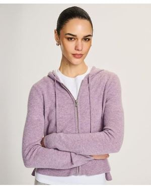 NAADAM Signature Cashmere Cropped Zip Up Hoodie - Purple