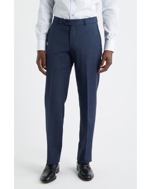 Berle Flat Front Super 120S Wool Dress Pants - Blue