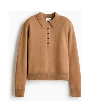 H&M Shoulder-Pad Polo Sweater - Brown