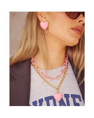 Emma Pills Hot Hearts Necklace - Pink