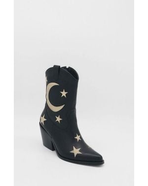 Stivali New York Moonlight Western Inspired Cowboy Boots - Black