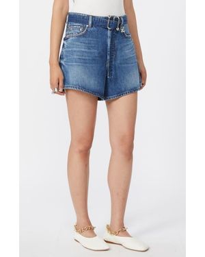 Sportmax Fiesta High Waist Belted Denim Shorts - Blue