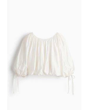 H&M Oversized Tie-Detail Blouse - White
