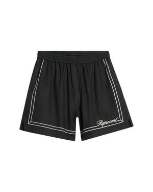 Represent Border Stripe Cotton Shorts - Black