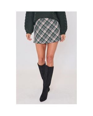 Vici Collection Laci Plaid Miniskirt - Gray