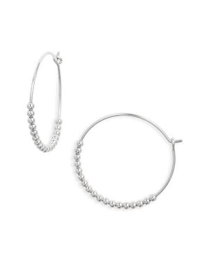 Nashelle Classic Beaded Hoop Earrings - White