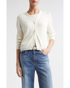 Eleventy Micro Sequin Silk & Cotton Cardigan - White