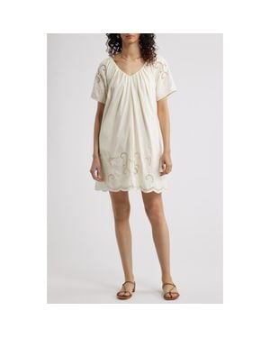 Nordstrom Schiffly Cutwork Embroidery Minidress - White