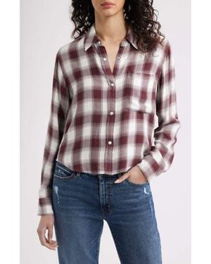 Rails Malin Windowpane Plaid Snap-Up Shirt - Red