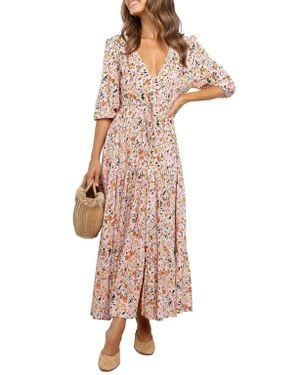 Petal & Pup Kelda Floral Midi Dress - Natural