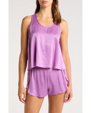 Lunya Racerback Washable Silk Short Pajamas - Purple