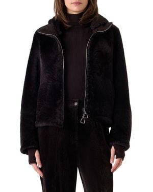 Akris Dino Reversible Genuine Shearling Jacket - Black