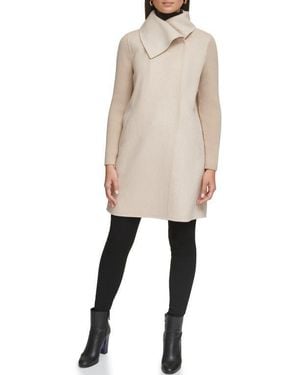 Kenneth Cole Rib Sleeve Mixed Media Coat - Natural