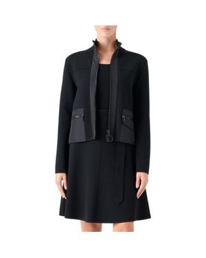 Akris Punto Mixed Media Crop Jacket - Black