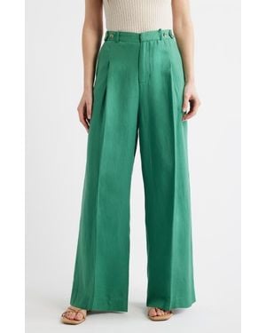 DELUC Palermo Pleated Wide Leg Pants - Green