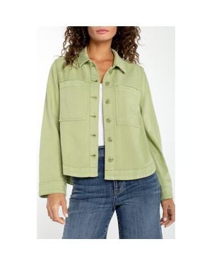 Liverpool Los Angeles High/Low Denim Shacket - Green