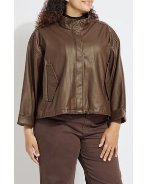 Lyssé Mina Oversized Faux Leather Jacket - Brown