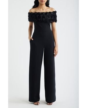 Eliza J Rosette Off The Shoulder Wide Leg Jumpsuit - Black