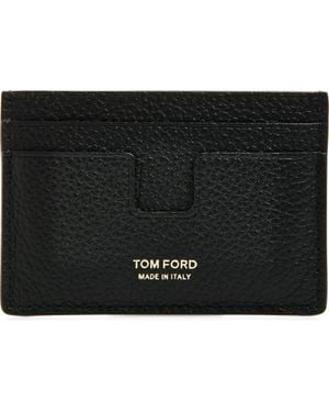 Tom Ford T-Line Soft Grain Leather Card Holder - Black