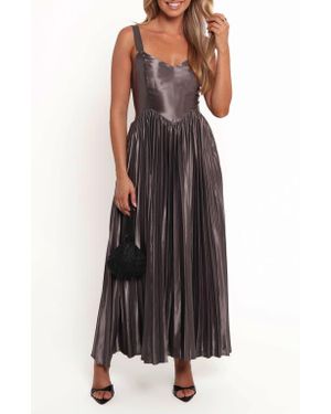 keegan pleated satin dress Petal and Pup Women's Keegan Maxi Dress