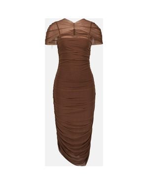 Saemdi Draped Cape Dress - Brown